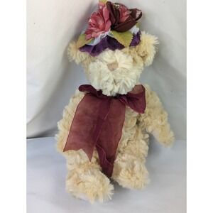 Delton Tan Bear Plush 9 Inch Floral Hat Craft Stuffed Animal Toy